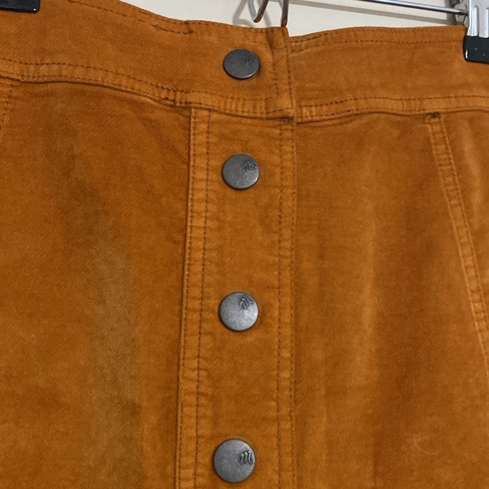 Madewell Velveteen A-Line Mini Skirt women Button-Front 6 Casual orange fall Y2K - Picture 6 of 9